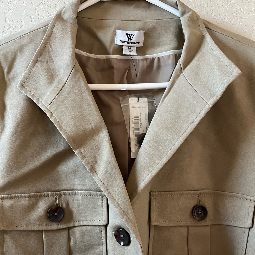 Worthington Women’s Jacket | Size M | Heritage Khaki | Belted | New With Tags - Picture 4 of 16